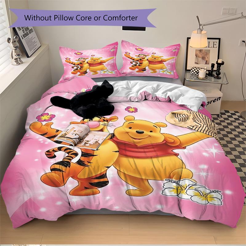 Piglet Tigger Pink Print 3Pcs Bedding Setduvet Cover With 2 Bedropillowcase Home Birthday Gift