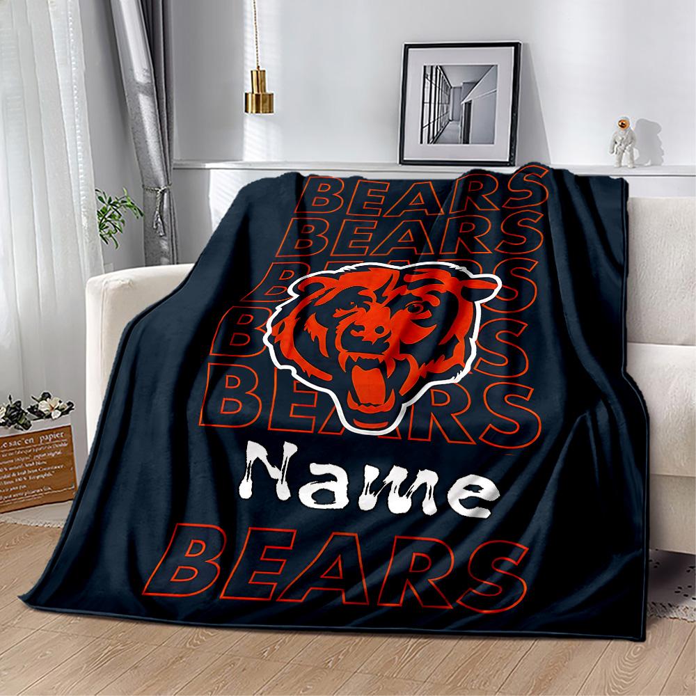 Chicago Bears Fan Gear Customize Text Blanket Throw Customizable Blanket Ultra-Soft Great for Seaside Sofa Chair Home Decor All-Season Use