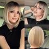 EASIHAIR Синтетические парики боб с челкой, короткие, прямые, светло-блонд, бежевые, натуральные, для женщин, на каждый день, косплей, термостойкие