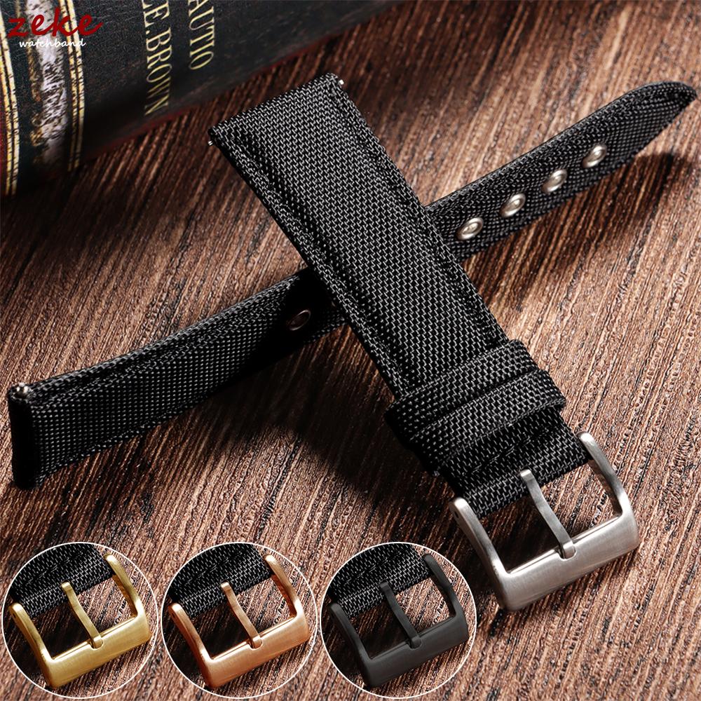 Ремешок для часов из парусины с матовой пряжкой, браслет 22 мм для Seiko Business, водонепроницаемый ремень из нейлона и кожи, мужской, женский, быстросъемные ремешки