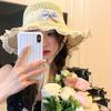 French Style Lace Bucket Hat Sweet Women's Sun Hat Sunscreen Bow Ribbon Straw Hat  Girls