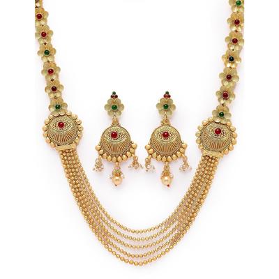 Позолоченное ожерелье Kundan с шипами, многострунный комплект ожерелья для женщин