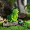 Garden Miniature Frog Statue Indoor Outdoor Sitting Frog Figurine Resin Cartoon Animal Sculpture Flower Pot Microlandscape Decoration Ornament