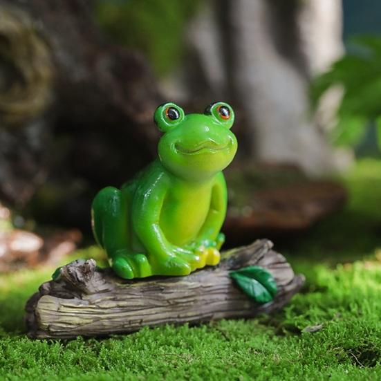 Garden Miniature Frog Statue Indoor Outdoor Sitting Frog Figurine Resin Cartoon Animal Sculpture Flower Pot Microlandscape Decoration Ornament