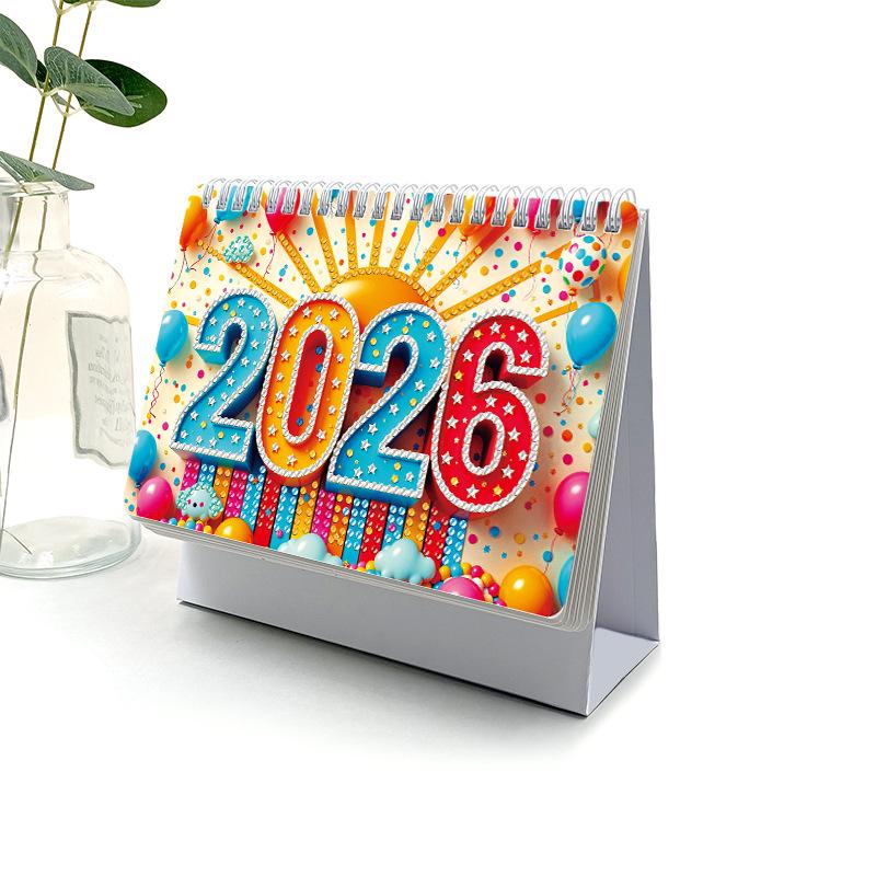 2026 DIY Diamond Painting 13-Page Desk Calendar with Cartoon Designs