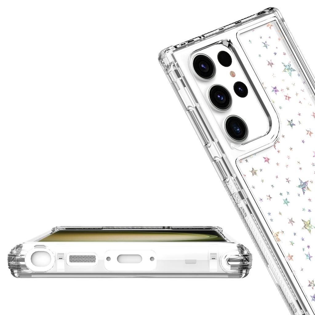 Прозрачный гибридный чехол для Samsung Galaxy S23 Ultra из акрила и ТПУ с пленкой с лазерной печатью
