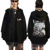 Long Sleeve Unisex Korn Band Graphic Zip Up Hoodie Casual Loose Fit Sweatshirt