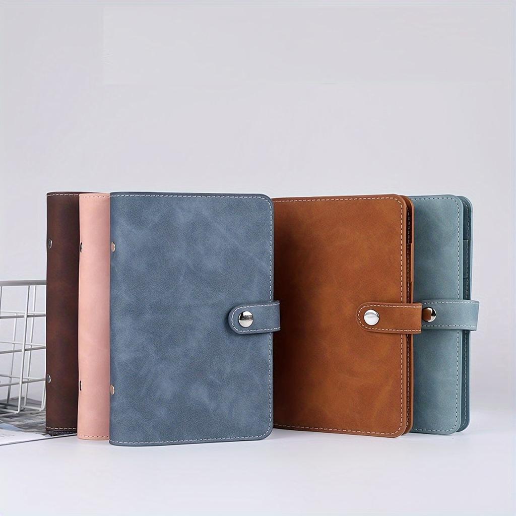 A6 Artificial Leather Button Closure Binder with Cash Envelope Pocket and Replacement Storage Bag, Perfect for Budgeting and Savings in Daily Life