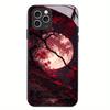 Red Maple Leaves Under a Full Moon Black Glass Case For iPhone 17 16 Pro Max 15 Pro 14 Pro 13 Pro Anti Drop Protective Shell