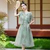 Summer 2024 Women's Chinese Style Two-Piece Suit: Buttoned Jacket & Half Skirt AH2465