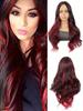 Синтетические длинные волнистые вьющиеся волосы 28 дюймов Омбре черного и розового цвета для женщин, парики для косплея на Хэллоуин с челкой, термостойкие волокнистые волосы для челки
