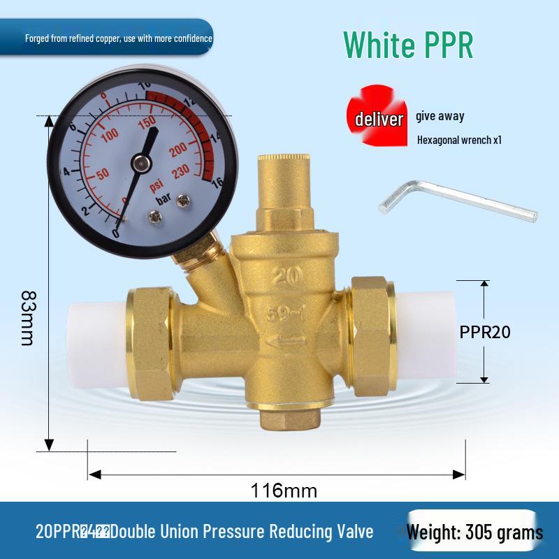 Редукционный клапан давления для водопроводной трубы для бытовых нагревателей - PPR20/25/32, 4-точечный PE фитинг