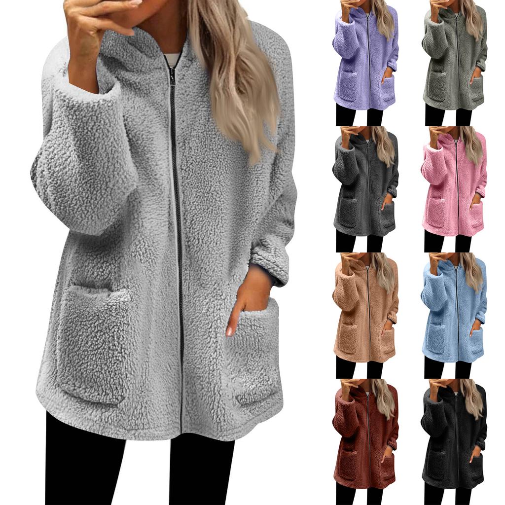 Women's Zip Up Hoodies Oversized Fleece Long Pullover Hooded Sweatshirts Casual Long Sleeve Fall Hoodie Jacket