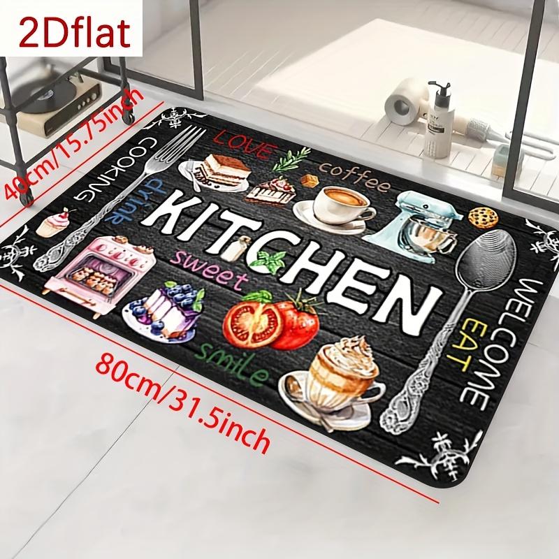 Vintage Hand Drawn Kitchen Runner Rug - Creative Cooking Art Design - Indoor Home Laundry Bathroom Decor Carpet Floor Mat