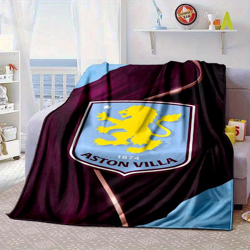 Aston Villa Crest Design Portable Blanket/Soft Blanket Bedding Blanket Suitable for Travel Camping Living Rooms Offices Sofas Fan Gifts