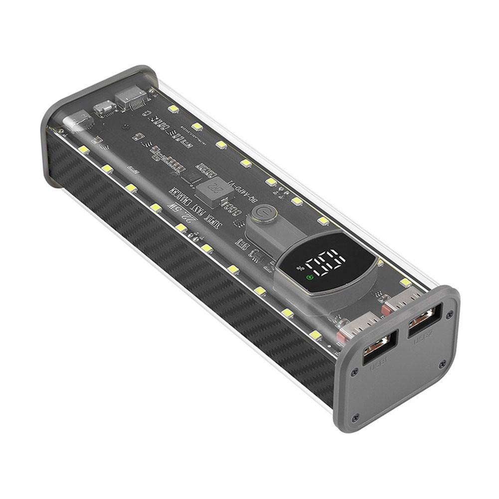Корпус Power Bank для 4x21700 плоских аккумуляторов с двойным выходом, зарядная коробка 22,5 Вт