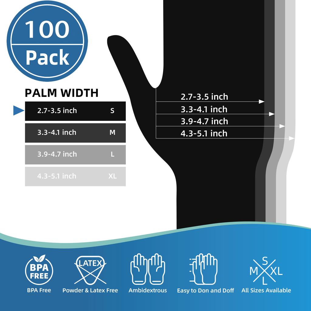 100/200 Pack Disposable Black Nitrile Gloves For Household Cleaning Work Safety Tools Gardening Gloves Kitchen Cooking Tools