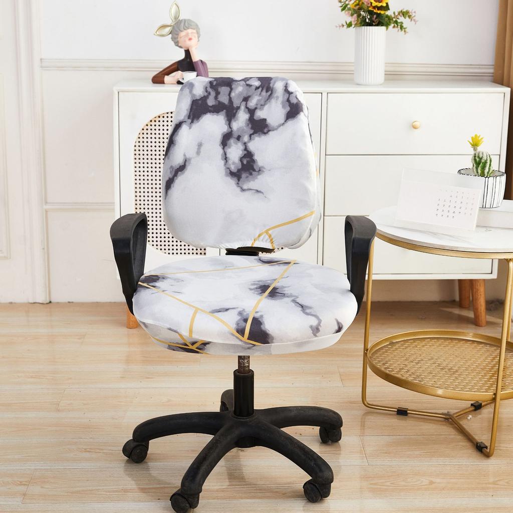 2024 Printed Split Chair Cover Elastic Office Split Seat Cover Home Computer Chair Cover