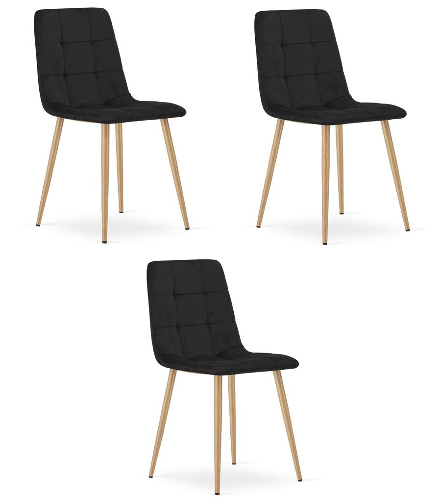 KARA chair - black velvet / wood color legs x 3