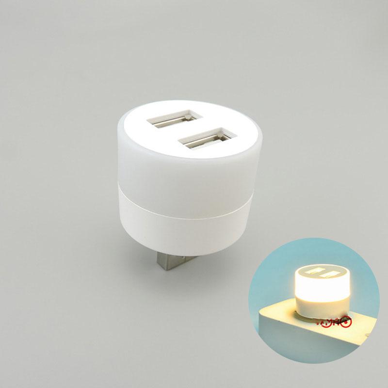 Мини-2 USB порта постоянного тока, светодиодный ночник, 5 В, 1 Вт, супер яркая защита глаз, чтение книг для компьютера, зарядка мобильных устройств