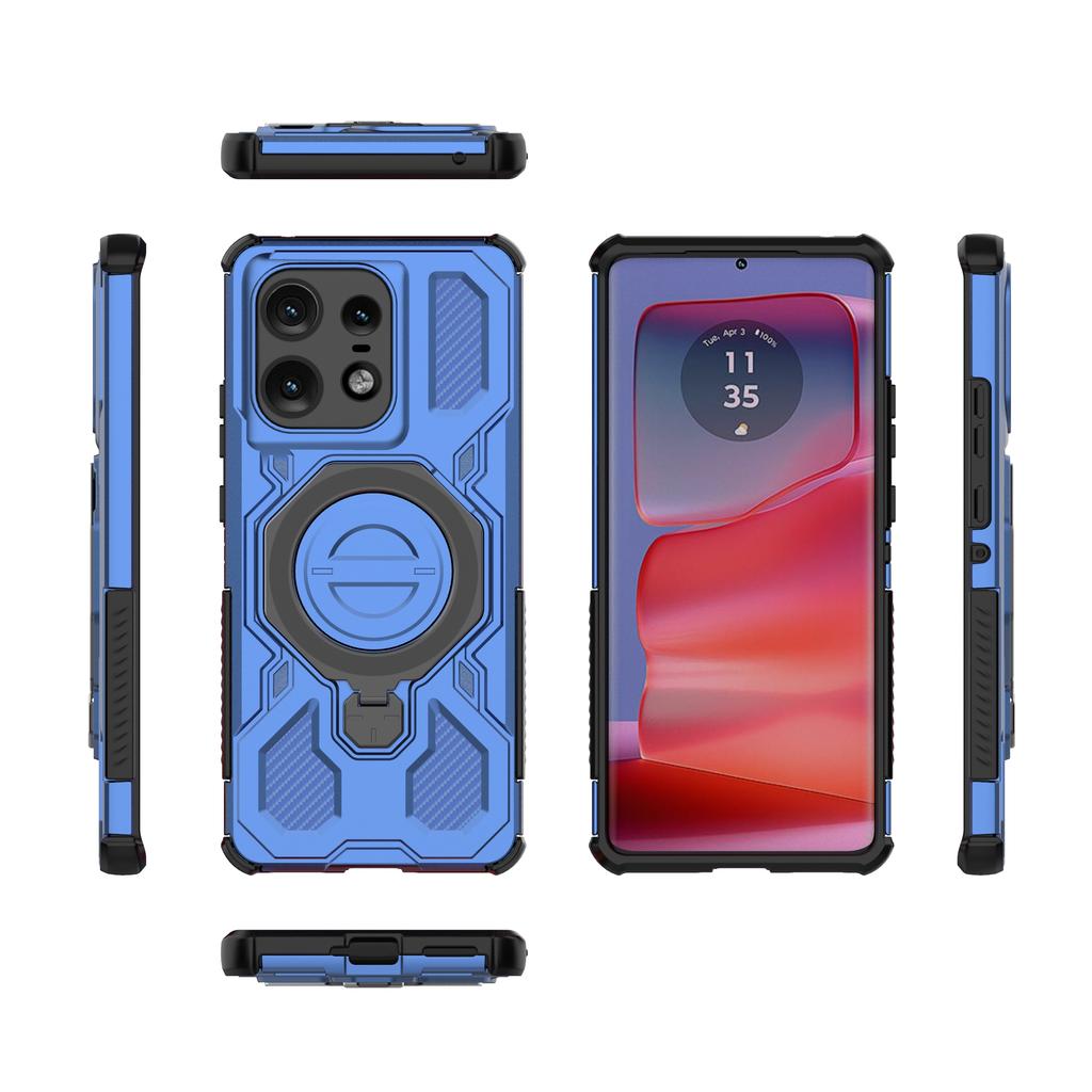 Магнитный чехол для Motorola Edge 50 Pro 5G, вращающаяся металлическая подставка, задняя крышка телефона из ПК+ТПУ