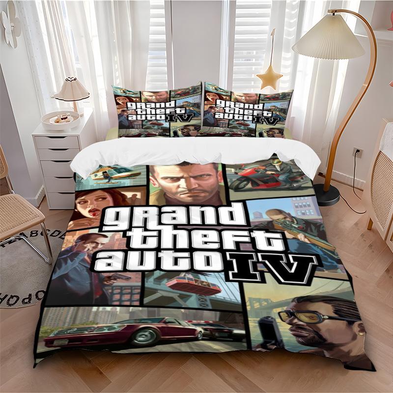 Gta Iv Bedding 3 Piece Set Hd Print Duvet Cover Pillowcases For Teens Adult Bedroom Decoration Christmas Gift C9211714