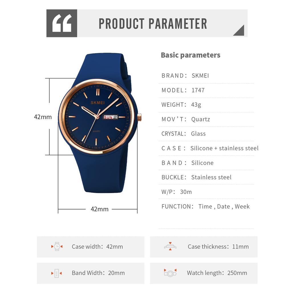 SKMEI Arm Analog Day of the High School темно-синие часы для женщин женские часы, водонепроницаемые, спортивные, силиконовые, милые, студенческие, простые, часы, женские