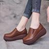 Versatile Slope Heel Platform Non-slip Leather Shoes Autumn New Retro Muffin Shoes Women's Casual Single Shoes