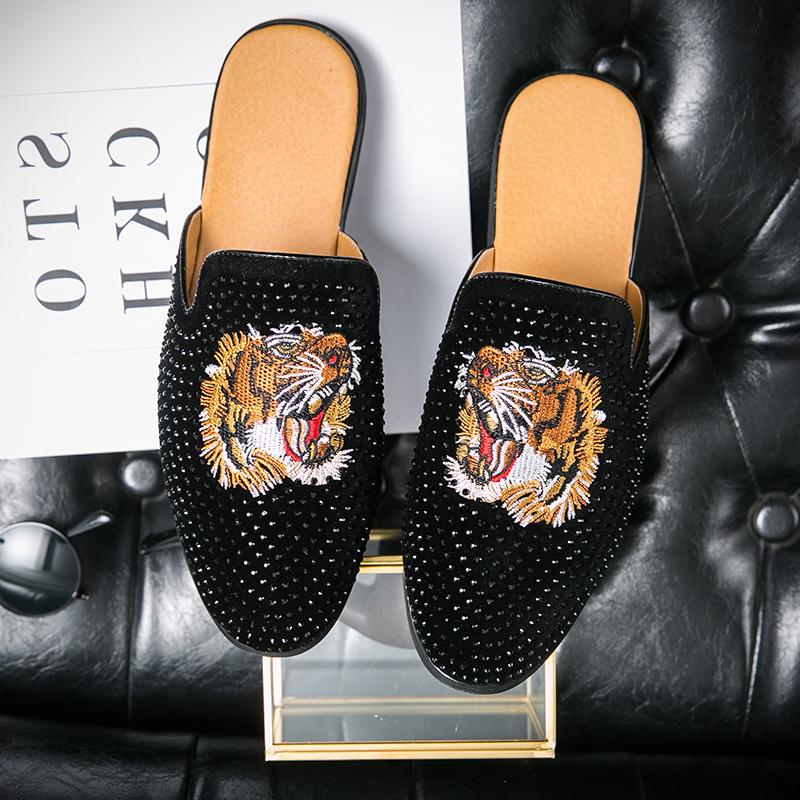 Дизайнерский бренд, роскошные черные полуботинки для мужчин, кожаные туфли, мужские мюли, повседневные шлепанцы, тапочки, сандалии, мужские модные мокассины 2024