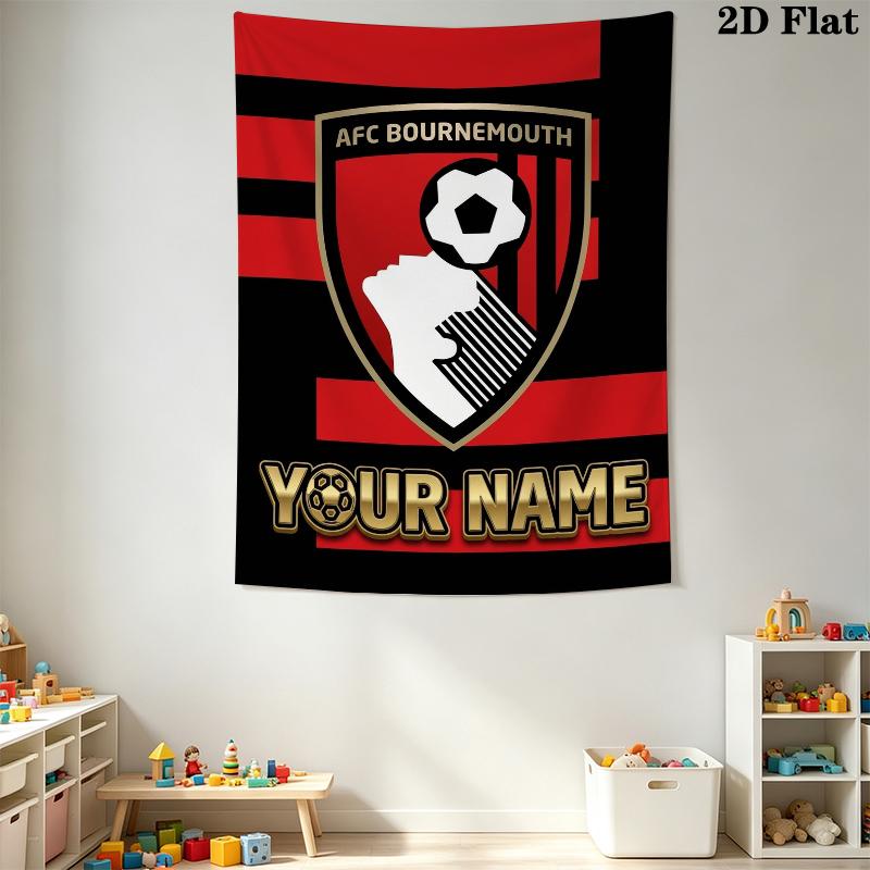 Custom Name Afc Bournemouth Wall Tapestry Aesthetic Wall Hanging Printed Fabric Blanket Decorative Tapestries for Bedroom Living Room Home Decor