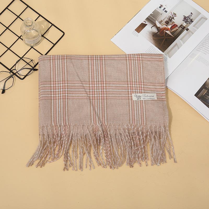 5-Color 2024 Autumn And Winter Women'S New Imitation Cashmere Plaid Scarf, Warm Cashmere Scarf Shawl
