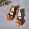 Johnature Винтажные босоножки на танкетке с цветочным принтом, удобная женская обувь ручной работы из натуральной кожи в этническом стиле