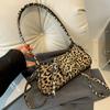 French Style Underarm Bag for Women Brown Black Leopard Handbag Clutch Bag Female Vintage Leather Crossbody Bags Versatile