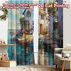 2pcs, 2D FLAT PRINTING Curtains (Without Rod) Fairy Cottage Christmas Festival Chic Print Curtains Prints Light Filtering