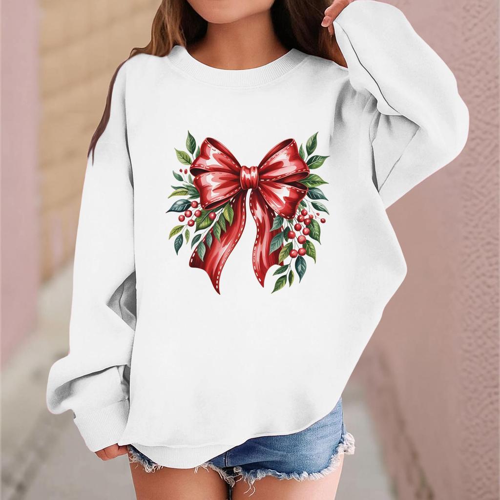 Children's Fashionable Casual Long-sleeved Loose Christmas Print Pullover Sweatshirt