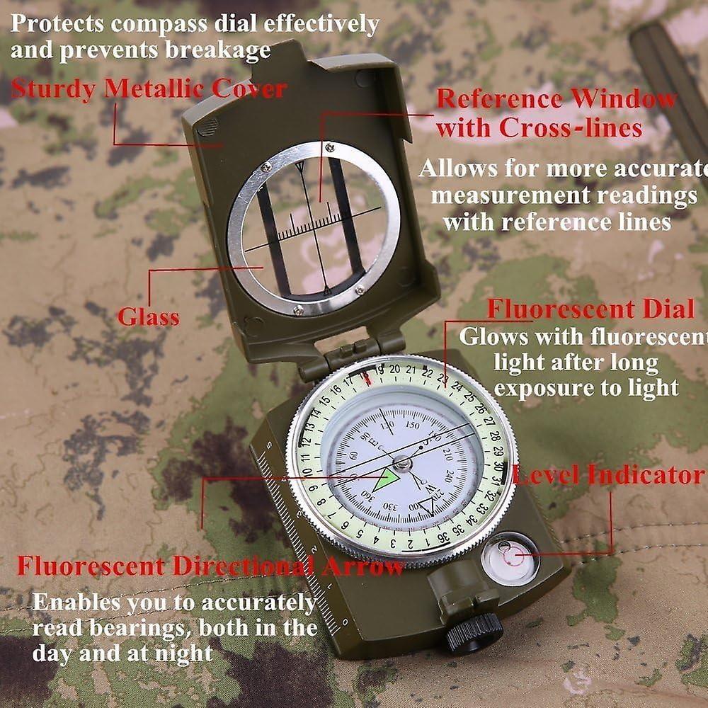 Военный компас, Туристический компас с сумкой для переноски, Профессиональный многофункциональный водонепроницаемый навигационный компас для кемпинга, пешего туризма, геологии