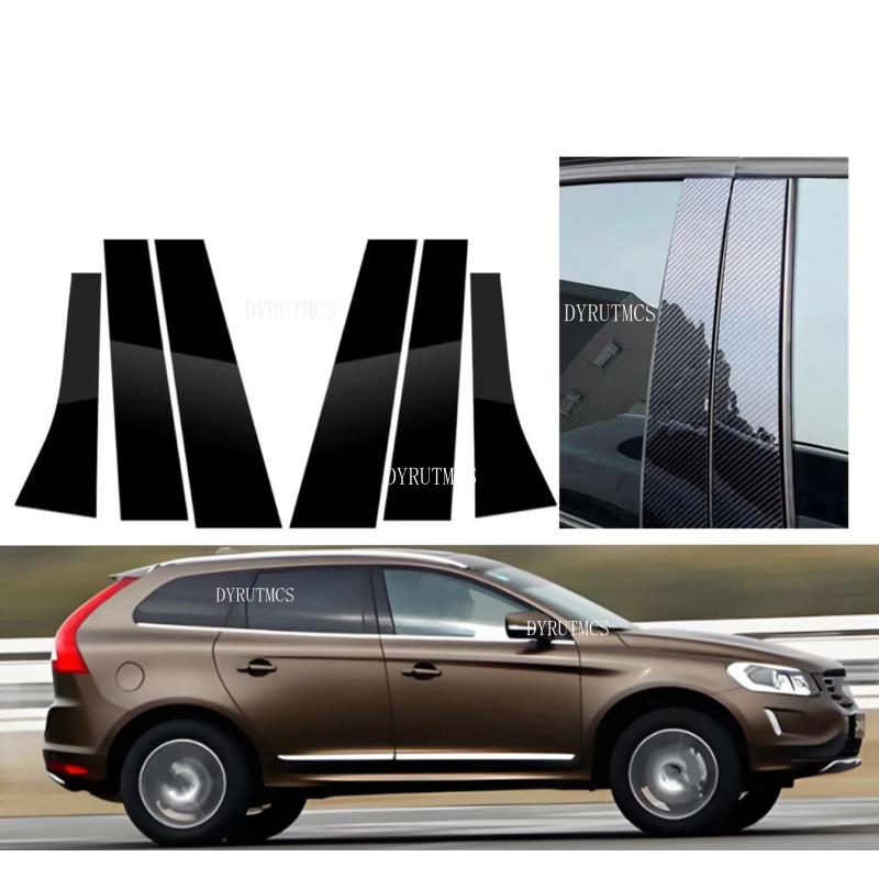 6Pcs Gloss Black Pillar Posts Fit For Volvo XC60 2009 2010 2011 2012-2017 Window Sticker Door Trim Moulding Cover Silver