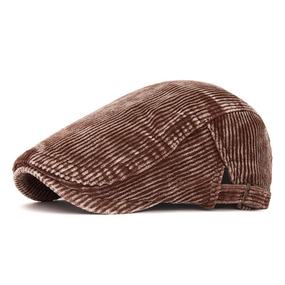 Adjustable Corduroy Flat Cap British Style Driving Cap Vintage Gatsby Beret Cap Driving Use