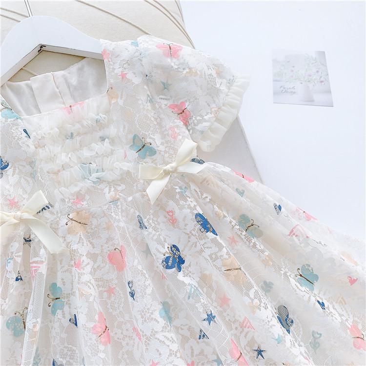 Платье принцессы с кружевом «Бабочки» - Летнее 2022 Корейский стиль Девочки Мода W001