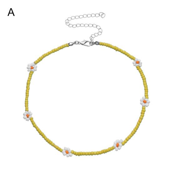 Женское ожерелье, красочные бисерные цветочные украшения, гальванические бусины, цепочка на ключицу, подарок на день рождения