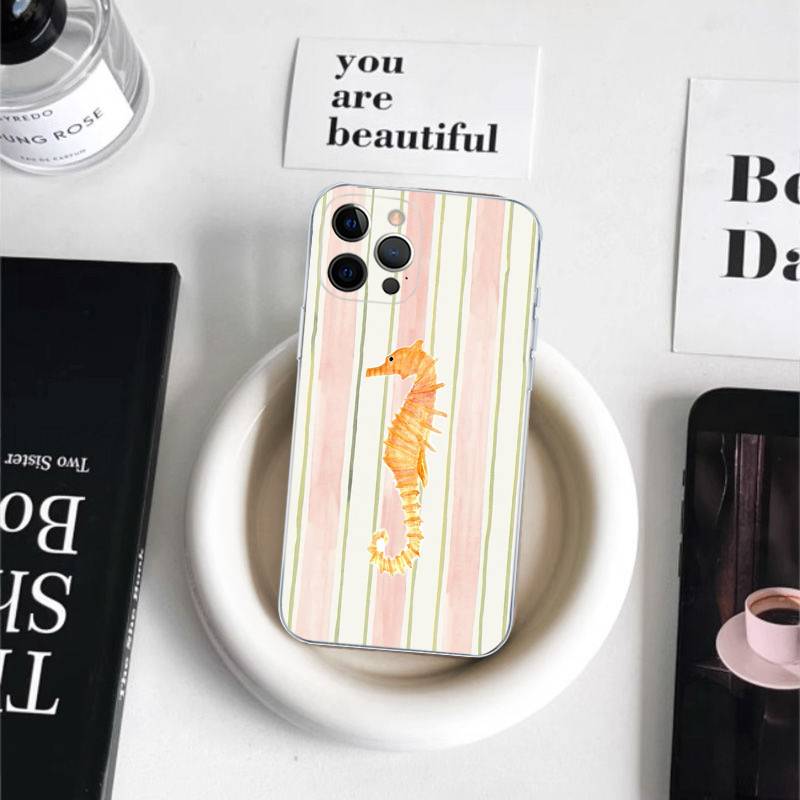 Милый Чехол для Телефона с Морскими Морепродуктами Для iPhone 17 16 15 11 12 14 13 Pro Max Mini X XS XR 7 Plus 16E Ударопрочный Силиконовый Чехол Fundas