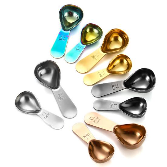 Кофейная ложка из нержавеющей стали, мерная ложка 15/30 мл, столовая ложка для молотого кофе, сахара, специй, короткая ручка, кухонный измерительный инструмент