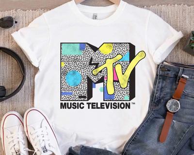 Футболка MTV 90-х Абстрактная 100% Хлопок Мужские Футболки Топ, Логотип Музыкального Телевидения Унисекс Взрослый Детский Футболка