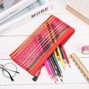 Nylon Stationery Rainbow Color Cosmetic Cosmetic Storage Grid Mesh Pen Bag Zipper Pencil Case