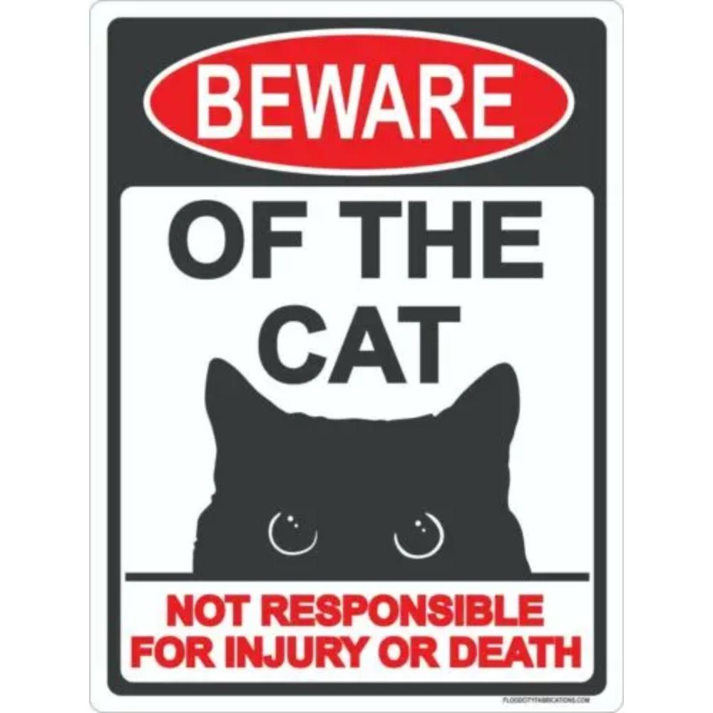 Осторожно, кошка! Алюминиевая металлическая табличка Прочная предупреждающая табличка для наружного или внутреннего использования Добавляет причудливый штрих любому пространству