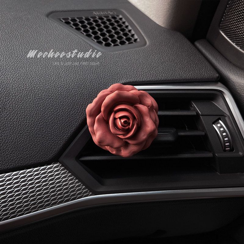 Rose Car Air Outlet Clip Light Perfume Car Accessories Handmade Diffuse Plaster Car Interior Aromatherapy Free Essential Oil New Car Gift