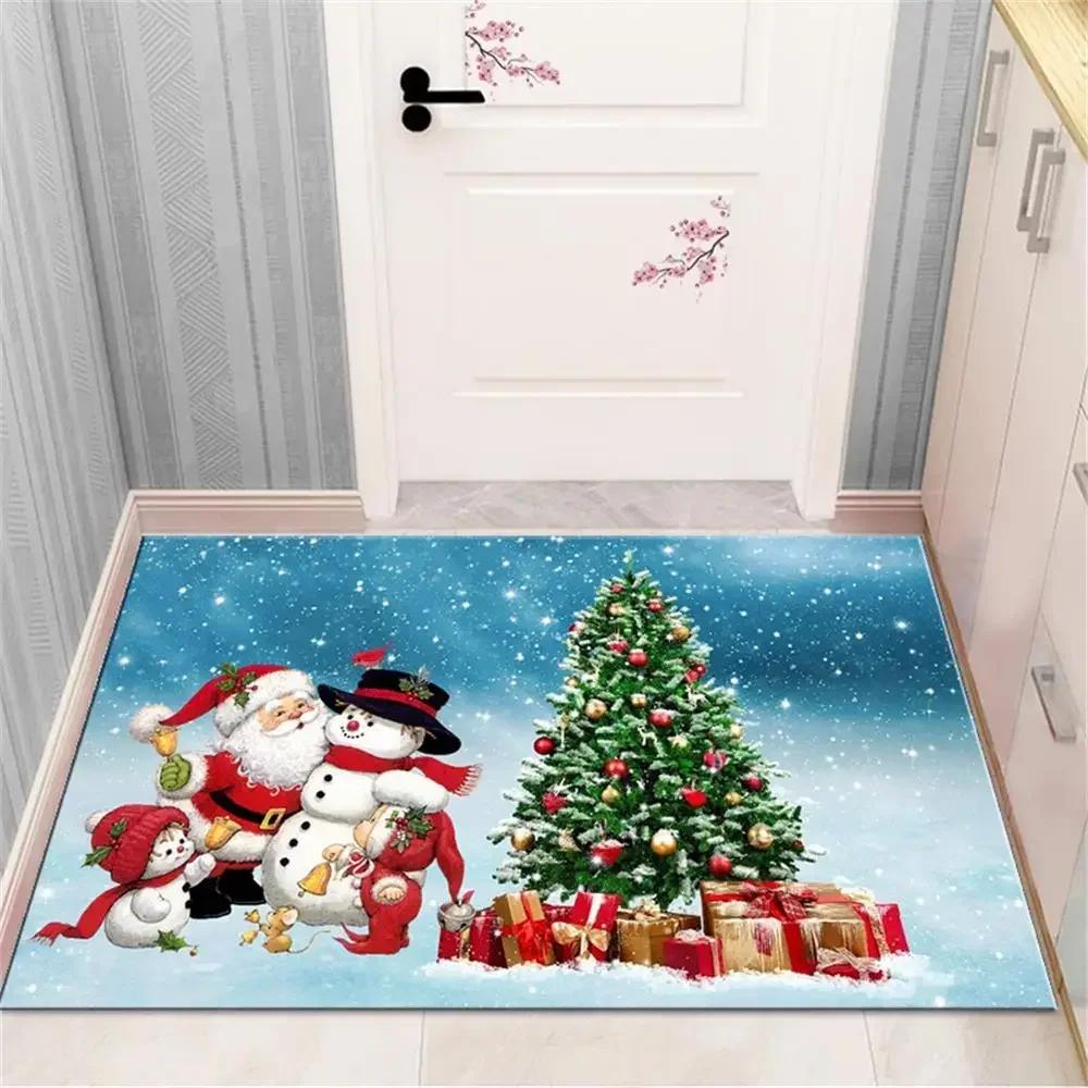 Счастливого Рождества Ковер Прихожая Приветственный коврик Домашний декоративный Рождественский праздничный коврик для входной двери Смешной мультяшный персонаж Войлочные коврики для двери