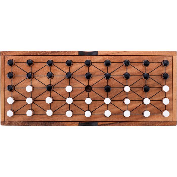 Jeu de société en bois - ENGELHART - 350510 - Fanorona Acacia - Plateau pliant - Rangement intégré