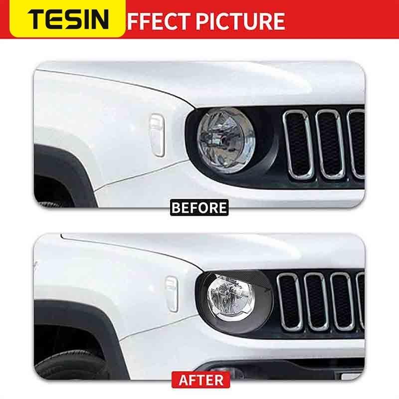 TESIN Декоративная накладка на переднюю фару автомобиля для Jeep Renegade 2016 2017 2018 Кожухи фар Кольцо-облицовка Внешние аксессуары