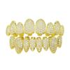 18K Gold-Plated Hiphop Grillz with Zircon Inlays - Eight-Tooth Irregular Design for Men and Women